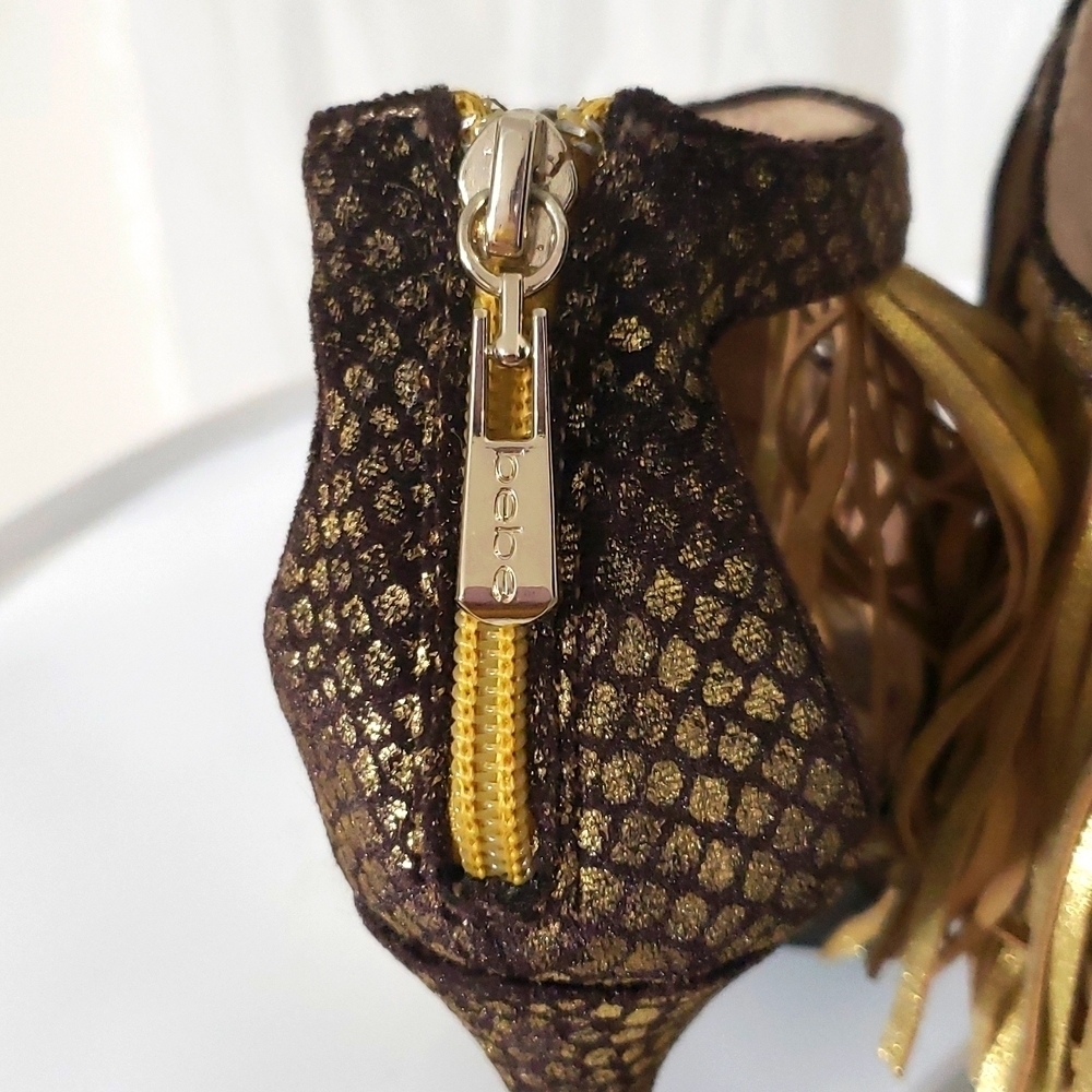 Bebe black and Gold Heels size 6 - Picture 3 of 10
